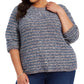 Suéter Feminino de Chenille com Fio Metálico Estilo &amp; Co Azul Marinho Tamanho 3X