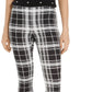 Calça feminina de malha ponte xadrez Maison Jules, preta, tamanho médio