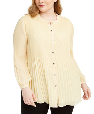 Alfani Plus Size Plissado Completo Feminino Amarelo Tamanho 1X