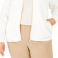 Jaqueta bomber feminina de malha texturizada Charter Club, branca, tamanho grande