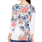 Blusa feminina Charter Club com estampa floral de bolinhas, branca, tamanho médio