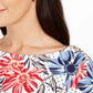 Blusa feminina Charter Club com estampa floral de bolinhas, branca, tamanho médio