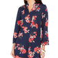 Túnica feminina Charter Club com estampa floral e decote dividido, azul, tamanho XX-G