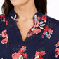 Túnica feminina Charter Club com estampa floral e decote dividido, azul, tamanho XX-G