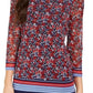 Charter Club Top feminino com estampa floral e manga transparente, tamanho médio, vermelho, pequeno