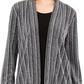 Cardigan metálico feminino com aparência em camadas da coleção JM, preto, tamanho médio