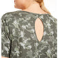 Blusa feminina estampada estilo Keyhole, tamanho 3X, verde, da Ideology