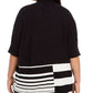 Poncho feminino Alfani Plus Colorblocked com gola alta, preto, tamanho 1X