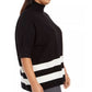 Poncho feminino Alfani Plus Colorblocked com gola alta, preto, tamanho 1X