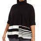 Poncho feminino Alfani com gola alta e blocos de cores, preto, tamanho 3X