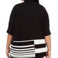 Poncho feminino Alfani com gola alta e blocos de cores, preto, tamanho 3X