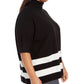 Poncho feminino Alfani com gola alta e blocos de cores, preto, tamanho 3X