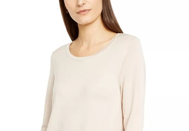 Alfani Suéter Feminino Petite Hardware Costurado Bege Tamanho Médio