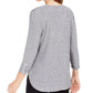 Suéter feminino com detalhe de zíper e nervuras JM Collection, cinza, tamanho XX-G