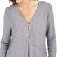 Suéter feminino com detalhe de zíper e nervuras JM Collection, cinza, tamanho XX-G