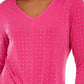 Top feminino JM com decote em V e detalhe torcido na frente, rosa médio, tamanho pequeno
