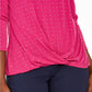 Top feminino JM com decote em V e detalhe torcido na frente, rosa médio, tamanho XXG