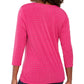 Top feminino JM com decote em V e detalhe torcido na frente, rosa médio, tamanho pequeno