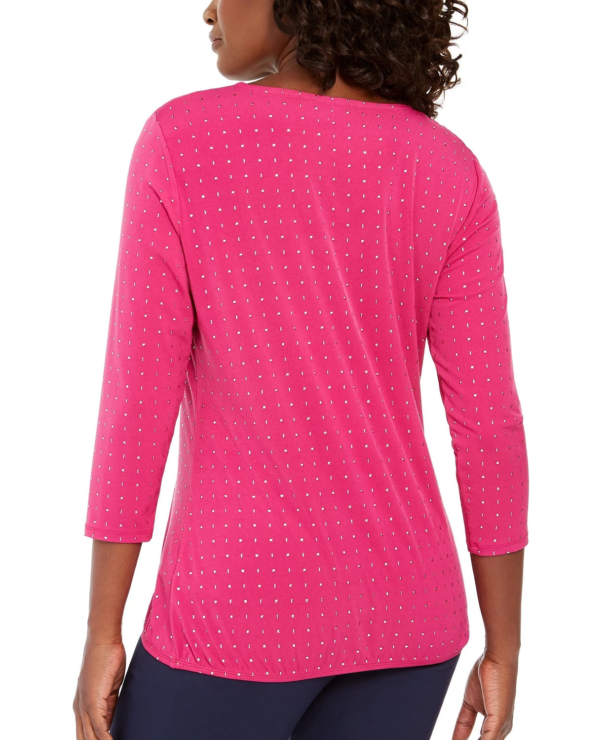 Top feminino com decote em V e decote em V, cor rosa médio, tamanho X-G, da coleção JM