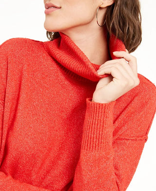 Suéter feminino Bar III Becca Tilley x gola alta e baixa, tamanho grande, vermelho