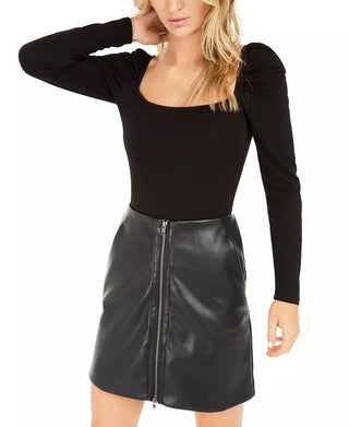 Body feminino Bar III Becca Tilley X com manga bufante, preto, tamanho extrapequeno