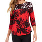 Camiseta feminina Charter Club de algodão Pima com estampa de blocos de cores, tamanho médio, vermelho, extra pequeno