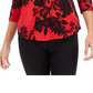 Camiseta feminina Charter Club de algodão Pima com estampa de blocos de cores, tamanho médio, vermelho, extra pequeno
