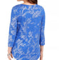 Blusa estampada feminina JM Collection manga 3/4 azul tamanho X-S