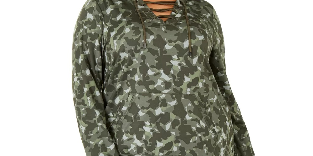 Ideology Moletom com capuz camuflado feminino verde tamanho 2X