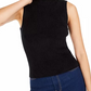 Blusa regata feminina Bar III Becca Tilley X com gola simulada, preta, tamanho X-S