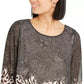 Blusa feminina Alfani com estampa mista e bolhas, preta, tamanho pequeno médio