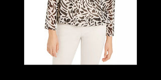 Blusa feminina Alfani com estampa mista e bolhas, preta, tamanho pequeno médio