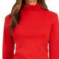Charter Club Top feminino Pima gola alta, tamanho médio, vermelho, grande