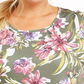 Blusa feminina Ideology com estampa floral de palmeira, verde, tamanho 3X