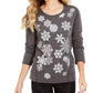 Moletom feminino com estampa de floco de neve estilo &amp; co, preto, tamanho grande