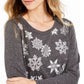 Moletom feminino com estampa de floco de neve estilo &amp; co, preto, tamanho grande