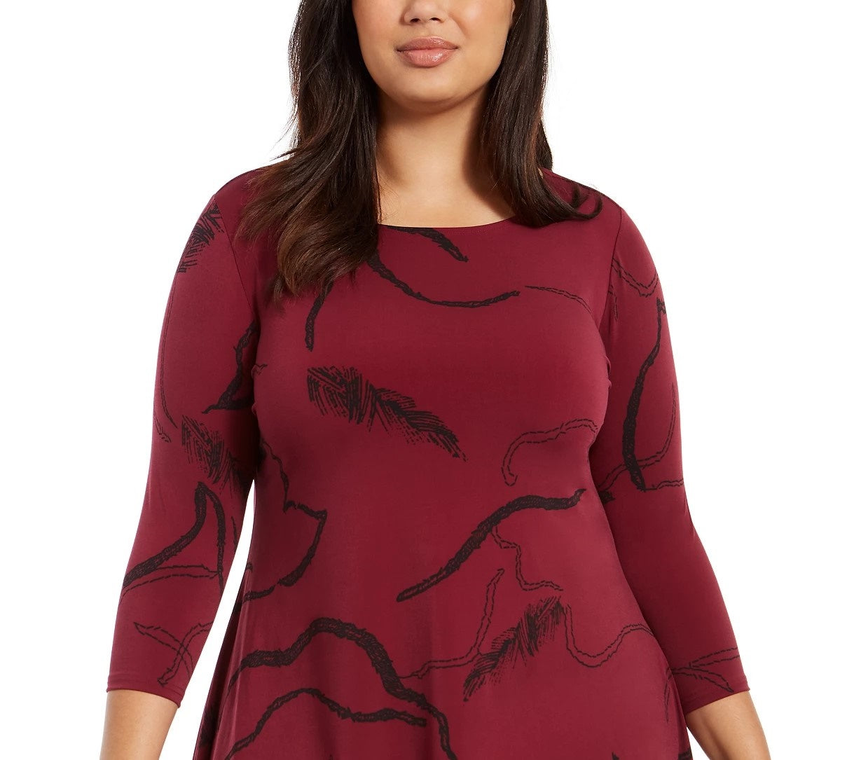 Blusa feminina Alfani com bainha de lenço estampada, vermelha, tamanho 3X