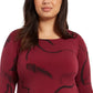 Blusa feminina Alfani com bainha de lenço estampada, vermelha, tamanho 3X