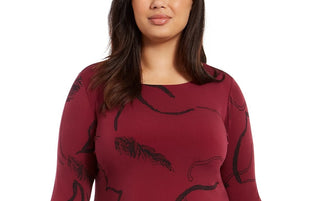 Blusa feminina Alfani com bainha de lenço estampada, vermelha, tamanho 3X