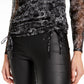 Top feminino com babados e bainha franzida, preto, tamanho XX-G, da INC International Concepts