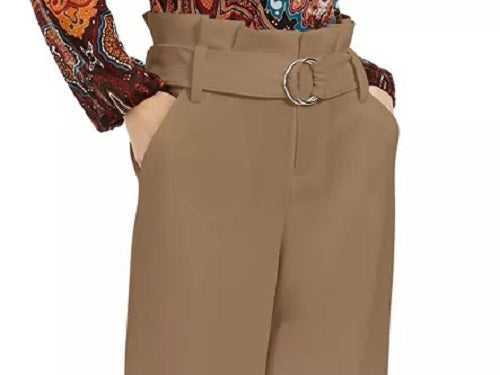Calça feminina de cintura alta e perna larga INC International Concepts, tamanho 10
