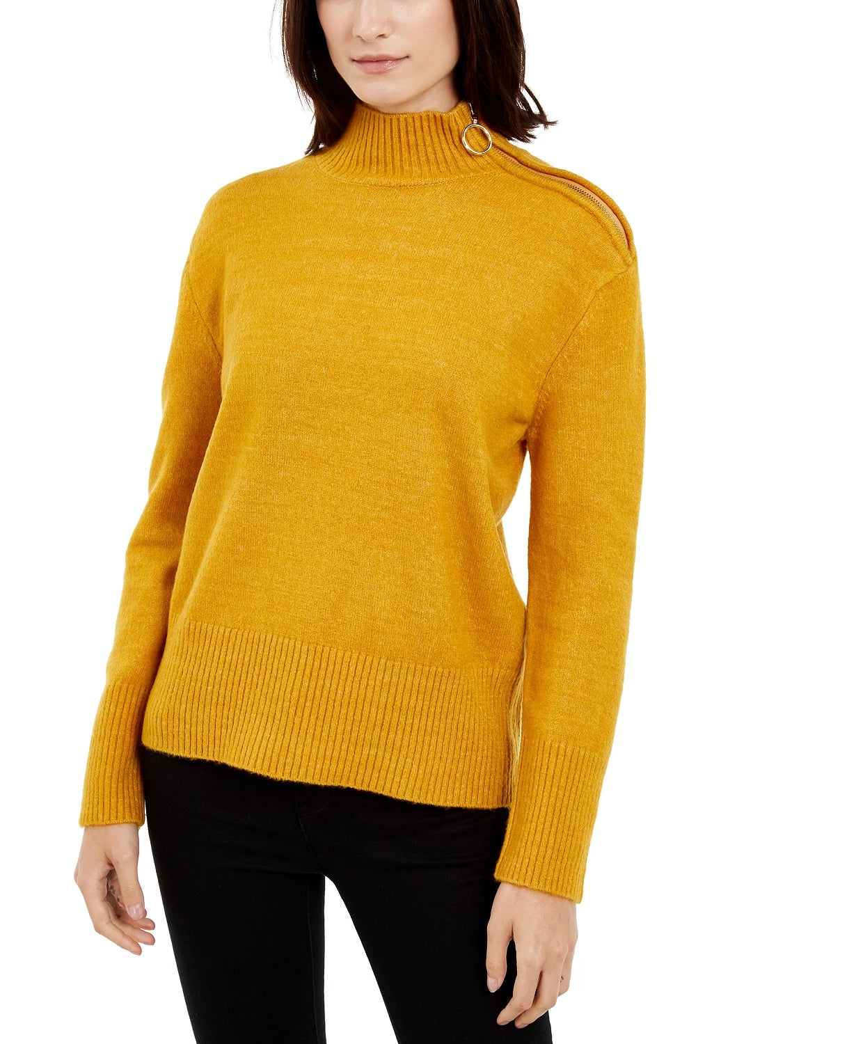 Suéter feminino com zíper lateral da INC International Concepts, amarelo, tamanho X-Large
