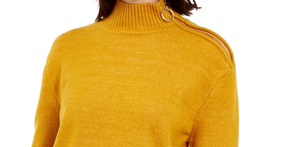 Suéter feminino com zíper lateral da INC International Concepts, amarelo, tamanho X-Large