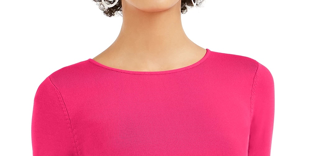 Suéter curto com gola redonda e bodycon feminino Bar III, vermelho, tamanho pequeno