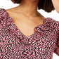 Blusa feminina Bar III com estampa de babados, costas baixas, vermelho escuro, tamanho médio