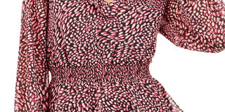 Blusa feminina Bar III com estampa de babados e costas baixas, vermelha, tamanho extragrande