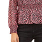 Blusa feminina Bar III com estampa floral, costas nuas e babados, vermelho escuro, tamanho X-S