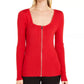 Suéter feminino com gola quadrada e zíper frontal, tamanho médio, vermelho, tamanho XX-G, da INC International Concepts