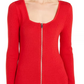 Suéter feminino com gola quadrada e zíper frontal, tamanho médio, vermelho, tamanho XX-G, da INC International Concepts
