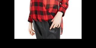 Túnica feminina Bar III com sobrepeliz xadrez metálico alto-baixo, vermelha escura, tamanho XS